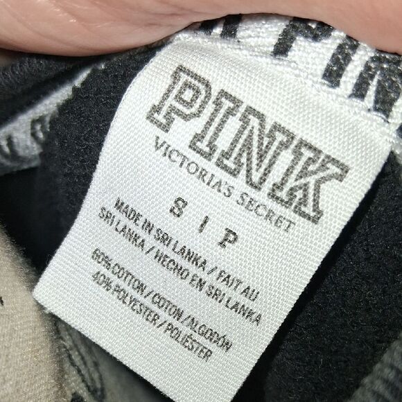 PINK VICTORIA'S SECRET Black Long Sleeve SweatShirt Pink Logo & Side Zip Small - Picture 9 of 10